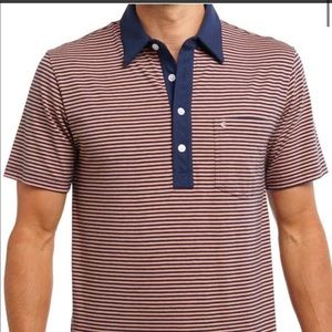 Blue Striped XL Criquet Short Sleeved Polo Shirt